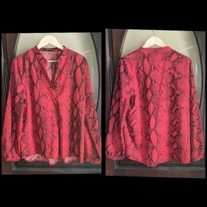 SHEIN XL red snakeskin print top